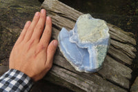 Natural Blue Lace Agate Geode Specimens x 2 From Malawi