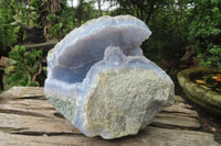 Natural Blue Lace Agate Geode Specimens x 2 From Malawi