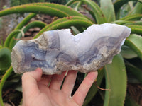 Natural Blue Lace Agate Geode Specimens x 3 From Malawi