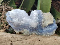 Natural Blue Lace Agate Geode Specimens x 3 From Malawi