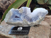 Natural Blue Lace Agate Geode Specimens x 3 From Malawi