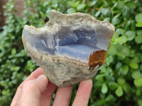 Natural Blue Lace Agate Geode Specimens x 3 From Malawi