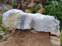 Natural Blue Lace Agate Geode Specimens x 3 From Malawi