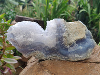 Natural Blue Lace Agate Geode Specimens x 3 From Malawi