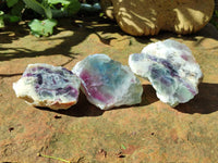 Polished On One Side Watermelon Fluorite x 12 From Uis, Namibia