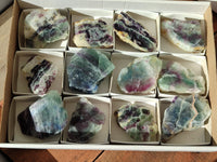 Polished On One Side Watermelon Fluorite x 12 From Uis, Namibia