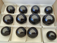 Polished Black Basalt Spheres x 12 From Madagascar