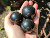 Polished Black Basalt Spheres x 12 From Madagascar