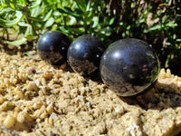 Polished Black Basalt Spheres x 12 From Madagascar