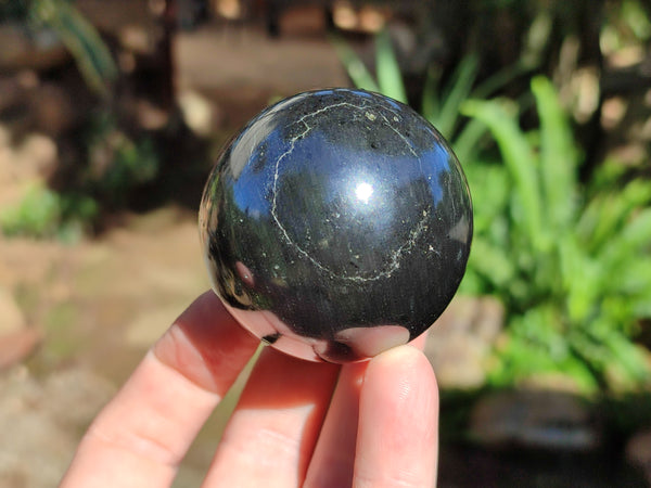 Polished Black Basalt Spheres x 12 From Madagascar