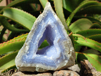 Natural Blue Lace Agate Geode Specimens x 2 From Malawi