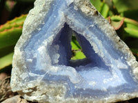 Natural Blue Lace Agate Geode Specimens x 2 From Malawi