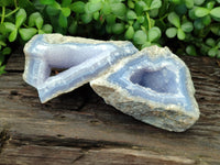 Natural Blue Lace Agate Geode Specimens x 2 From Malawi