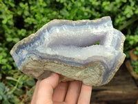 Natural Blue Lace Agate Geode Specimens x 2 From Malawi