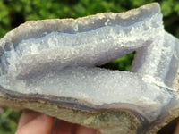 Natural Blue Lace Agate Geode Specimens x 2 From Malawi