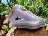 Natural Blue Lace Agate Geode Specimens x 2 From Malawi