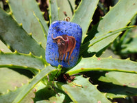 Polished Dumortierite Pendants with Hand Painted Buffalo - sold per item - From Mozambique