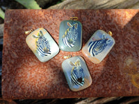 Polished Polychrome Jasper Pendant with Hand Painted Zebras - sold per item - From Madagascar