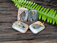 Polished Polychrome Jasper Pendant with Hand Painted Zebras - sold per item - From Madagascar