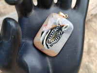 Polished Polychrome Jasper Pendant with Hand Painted Zebras - sold per item - From Madagascar