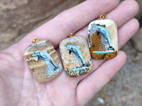 Polished Picture Stone Pendant with Hand Painted Dolphin - Sold Per Item - From Namibia