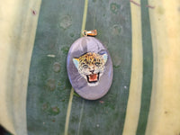 Polished Polychrome Jasper Pendant with Hand Painted Leopard - sold per item - From Madagascar