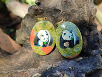 Polished Unakite Pendant with Hand Painted Panda - Sold Per Item - From South Africa