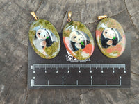 Polished Unakite Pendant with Hand Painted Panda - Sold Per Item - From South Africa