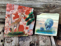 Hand Made Animal Decoupage Stone Slabs x 6 From Southern Africa