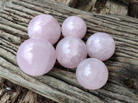 Polished Rose Quartz Spheres x 6 From Madagascar