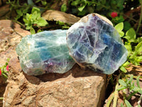 Polished On One Side Watermelon Fluorite x 6 From Uis, Namibia