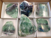 Polished On One Side Watermelon Fluorite x 6 From Uis, Namibia