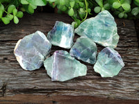 Polished On One Side Watermelon Fluorite x 6 From Uis, Namibia