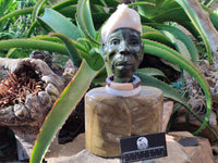 Hand Made African Man Bust Sculpture x 1 From Zimbabwe