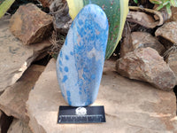 Polished Blue Spinel Spotted Quartz Standing Free Form x 1 From Madagascar