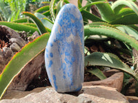 Polished Blue Spinel Spotted Quartz Standing Free Form x 1 From Madagascar