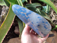 Polished Blue Spinel Spotted Quartz Standing Free Form x 1 From Madagascar