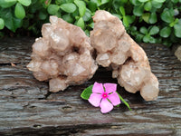 Natural Smokey Phantom Quartz Clusters x 2 From Luena, Congo