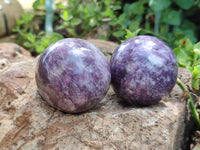 Polished Lepidolite with Pink Rubellite Spheres x 6 From Ambatondrazaka, Madagascar