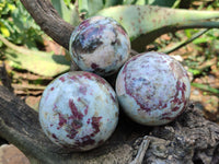 Polished Rubellite Pink Tourmaline Spheres x 4 From Ambatondrazaka, Madagascar