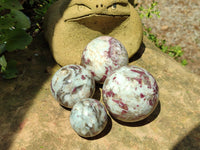 Polished Rubellite Pink Tourmaline Spheres x 4 From Ambatondrazaka, Madagascar