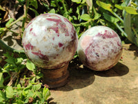 Polished Rubellite Pink Tourmaline Spheres x 4 From Ambatondrazaka, Madagascar