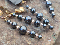 Polished Pair of Silver Hematite and Ball Shaped Bead Earrings - Sold per Pair - From China