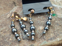 Polished Pair of Silver Hematite and Ball Shaped Bead Earrings - Sold per Pair - From China