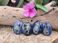 Polished Dumortierite Pendants with Hand Painted Zebras - sold per item - From Mozambique