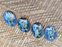 Polished Dumortierite Pendants with Hand Painted Zebras - sold per item - From Mozambique