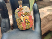 Polished Unakite Pendant with Hand Painted Kudu - Sold Per Item - From South Africa