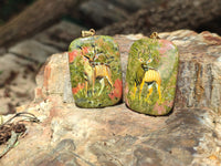 Polished Unakite Pendant with Hand Painted Kudu - Sold Per Item - From South Africa