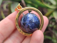 Polished Sodalite Sphere Keyring with Brass Screw Claps - sold per item - From Namibia