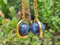 Polished Sodalite Sphere Keyring with Brass Screw Claps - sold per item - From Namibia